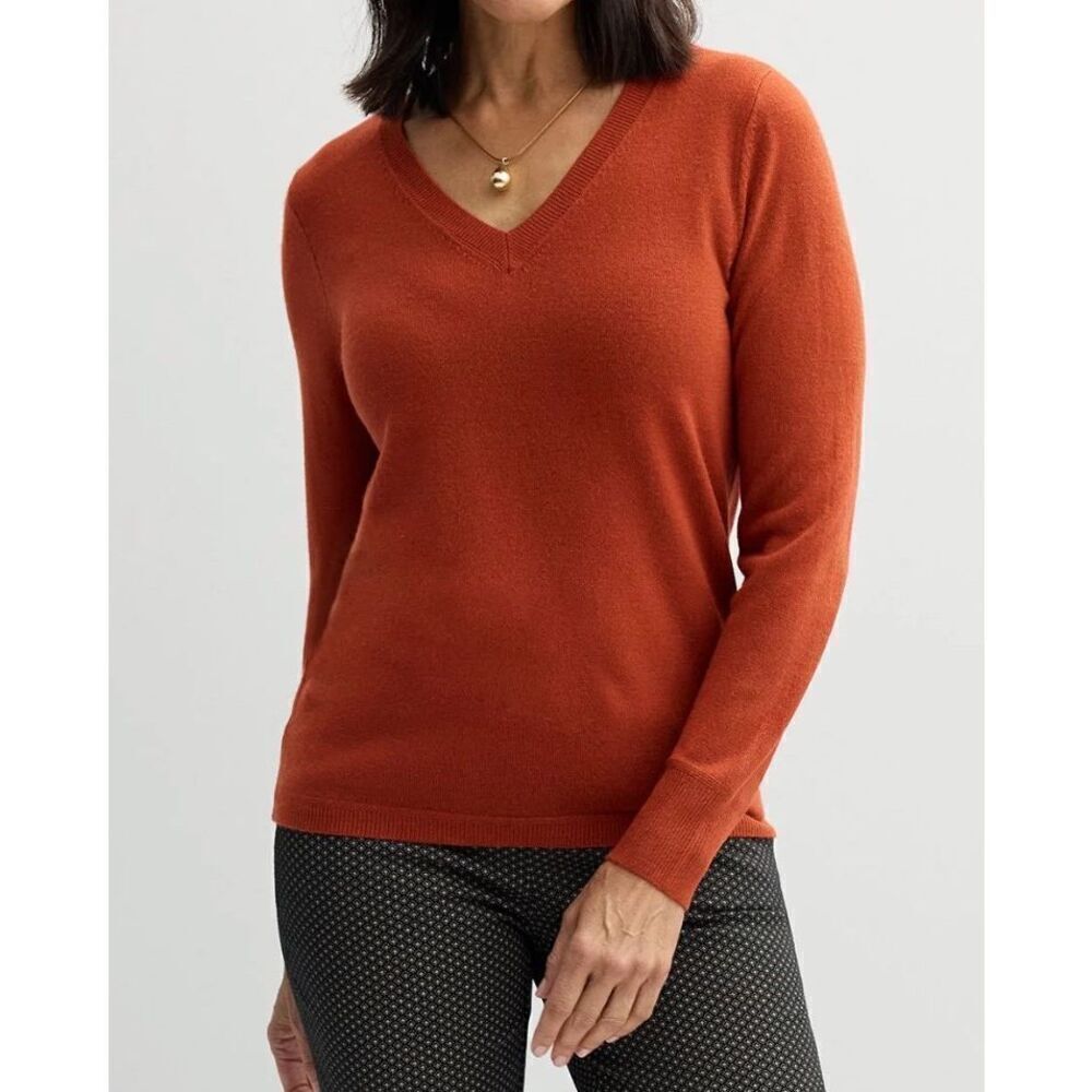 Croft & Barrow Women's The Extra Soft V Neck Classic Tee Brick Pottery Size XXL